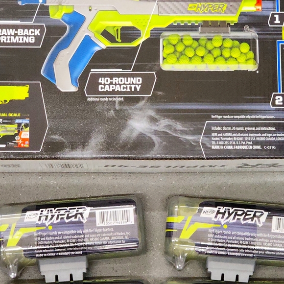 Nerf Hyper Rush-40 Gun, Eyewear & 2  50 Round Reload Canister's! RTG ALL NEW - Picture 6 of 14
